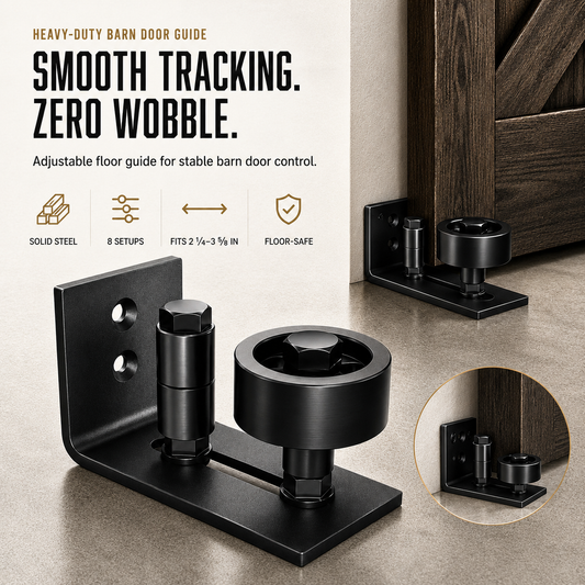 🚪 8-in-1 Adjustable Barn Door Floor Guide – Stop Wobble for Smooth, Stable Sliding