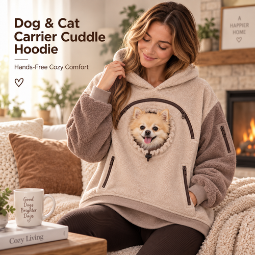 🐾 Cozy Pet Carrier Hoodie – Soft Fleece Cuddle Pouch Sweatshirt for Cats & Small Dogs