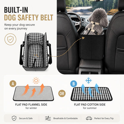 🚗 Tired of Your Pet Climbing All Over the Car? 🐾 Save 50% on This Cozy Center Console Booster Seat for Small Dogs & Cats!