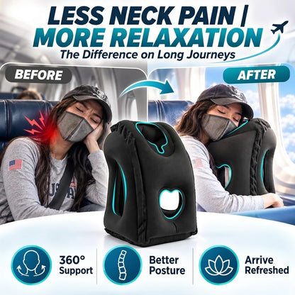 ✈️😴 Struggling to Sleep on Long Flights or Road Trips? Save 50% on This Inflatable Ergonomic Travel Pillow for Better Neck Support & Comfortable Rest Anywhere! 🧳💤