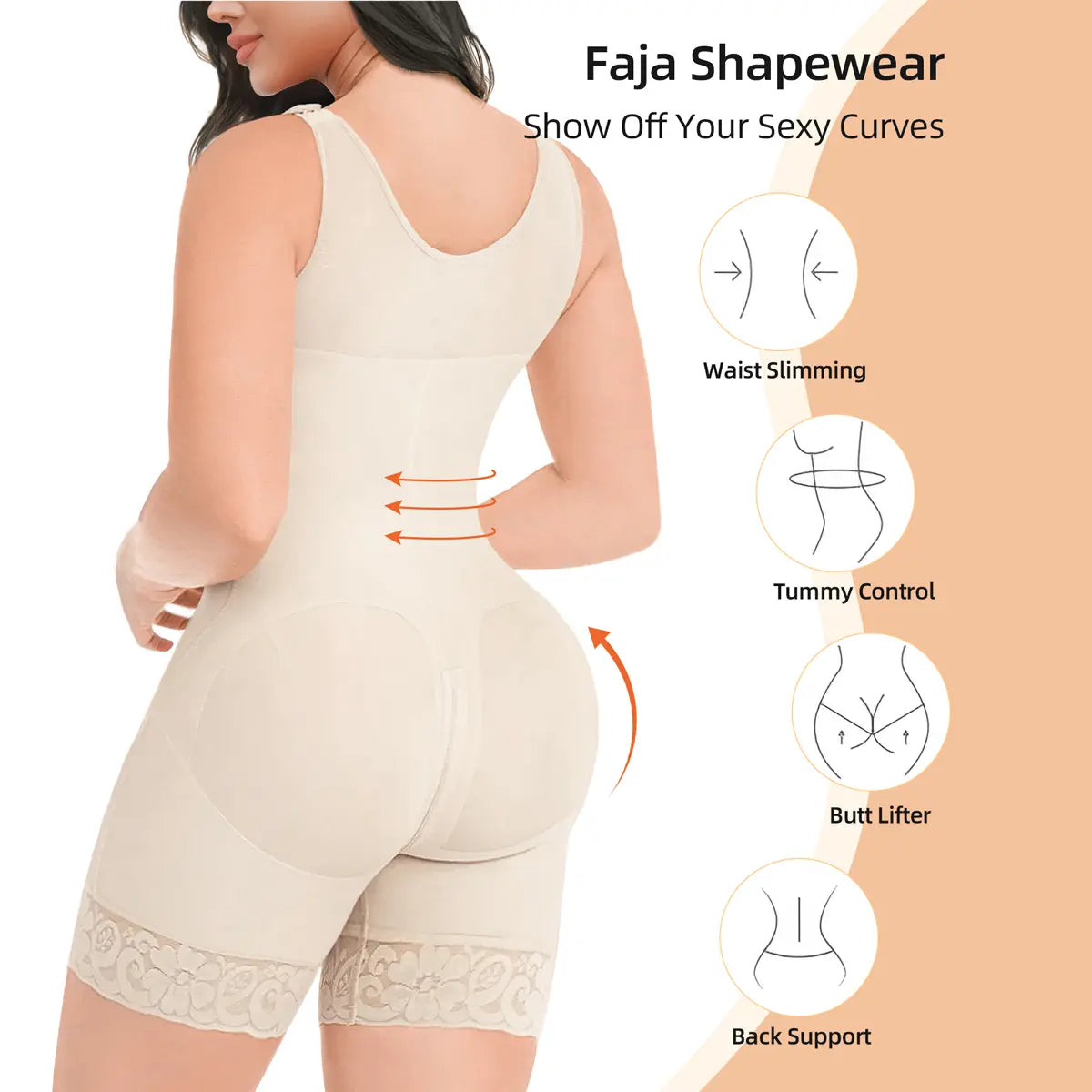 🔥Hook Tummy Control Full Shapewear Butt Lifter💎