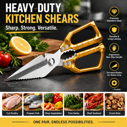7-in-1 Heavy-Duty Kitchen Shears | Detachable Stainless Steel Food Scissors