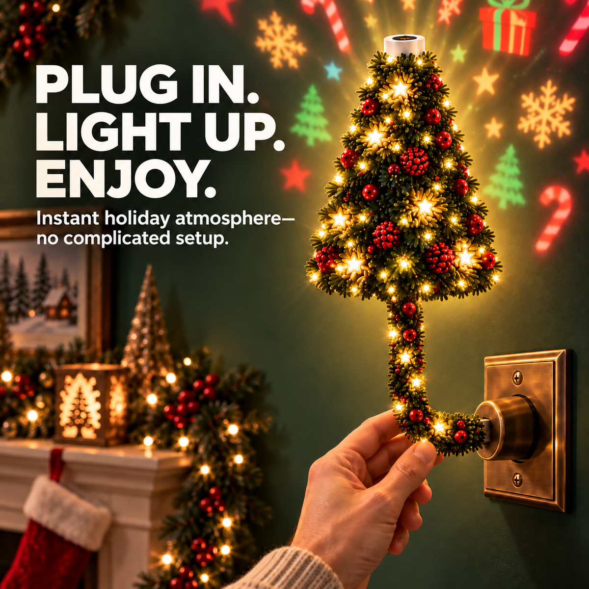😩 IS YOUR HOME MISSING THAT CHRISTMAS MAGIC? 🎄✨ No More Complicated Decorating! Just Plug It In & Instantly Fill Your Room With a Cozy Holiday Glow! 🎅💡