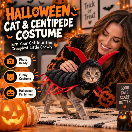 🐱🎃 WANT YOUR CAT TO STEAL THE SHOW THIS HALLOWEEN? 👀🪱 👻 Skip Ordinary Pet Costumes — This Creepy-Cute Centipede Look Is Impossible to Ignore!
