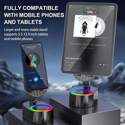 🔥5-in-1 Wireless Speaker Stand—featuring smart sensing and Bluetooth 5.4 connectivity, Dolby surround sound with deep bass, an adjustable phone holder, an LED light, and a power bank.💎