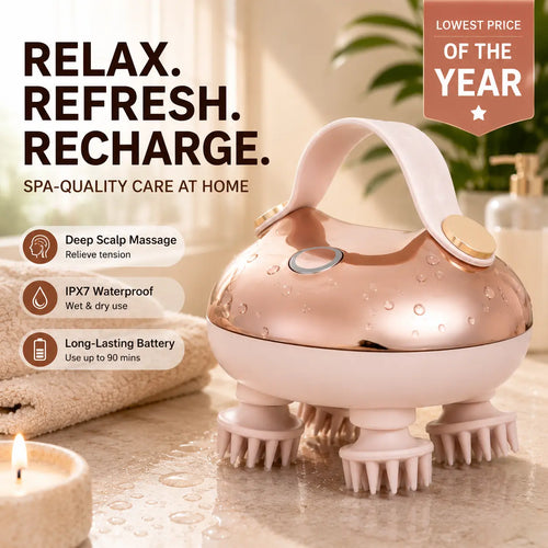🎁Electric Head Massager—a portable care device featuring a rechargeable, waterproof design and eight detachable massage prongs to help you relax your scalp and relieve stress.🔥