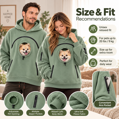 🐾 Cozy Pet Carrier Hoodie – Soft Fleece Cuddle Pouch Sweatshirt for Cats & Small Dogs