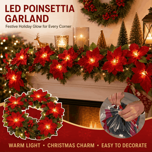 🎄 Christmas Poinsettia LED Garland Lights