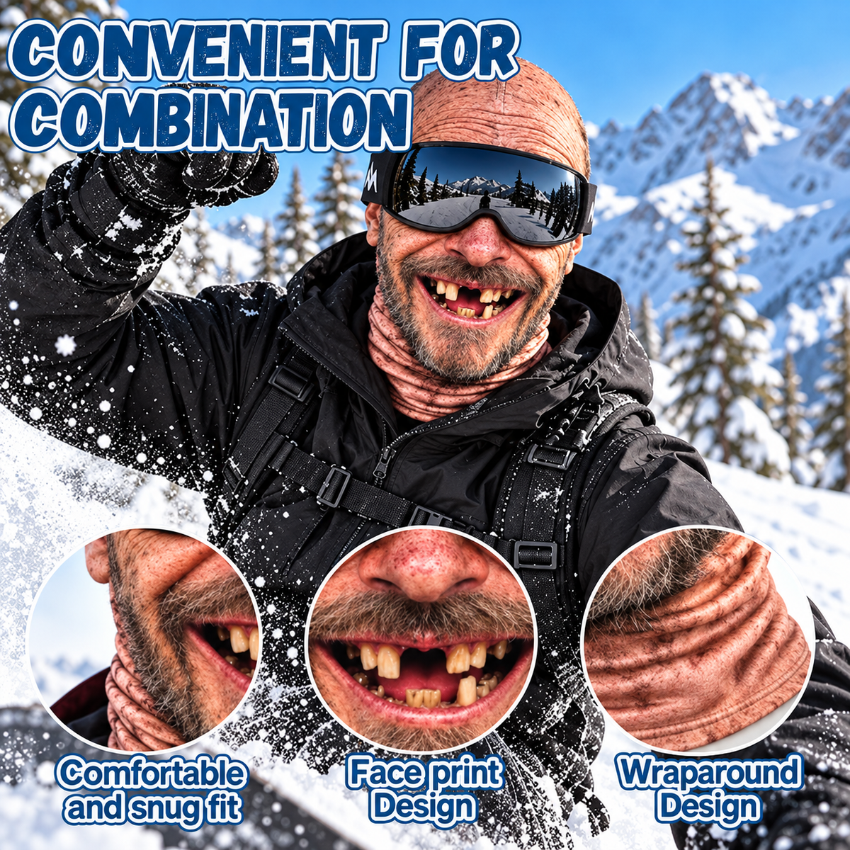 🤣❄️ Funny Realistic Face Ski Mask – Hilarious Winter Balaclava for Skiing, Snowboarding, Parties & Outdoor Fun! 🎿🔥