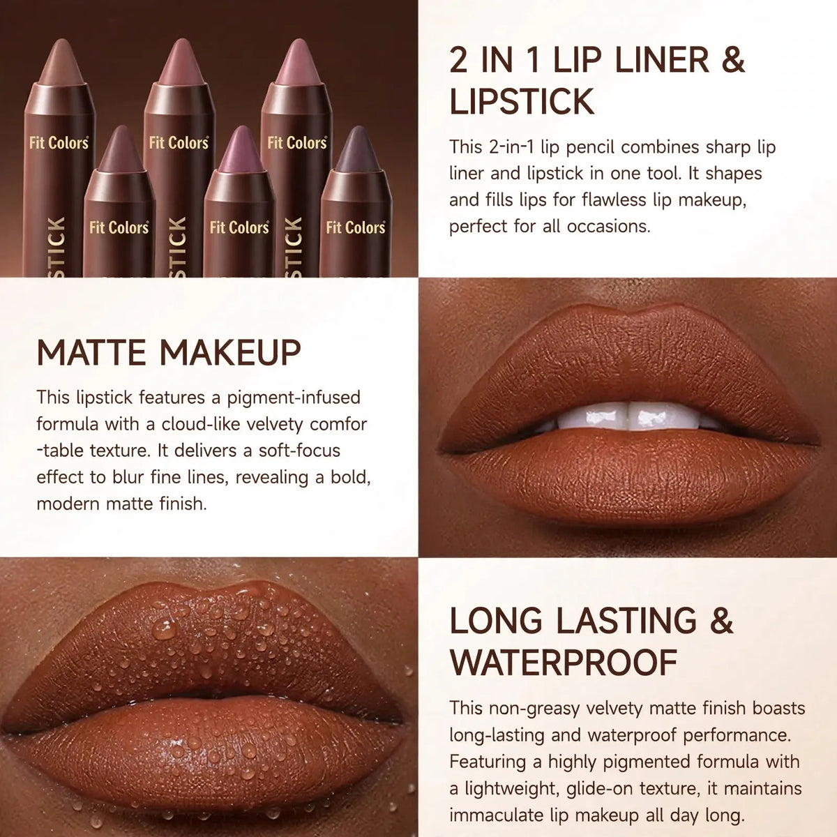 💄 2026 Hottest Lipstick Set – 6PCS Long-Lasting Matte Lipsticks in Stunning Brown Shades ✨