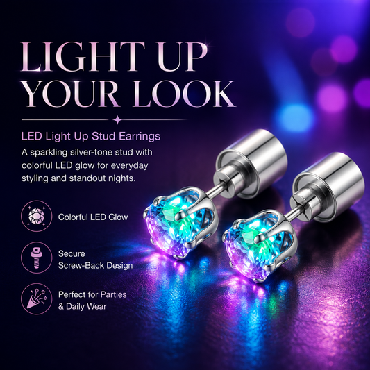 ✨ LED Light Up Crystal Stud Earrings – Colorful Glow for Parties & Festivals