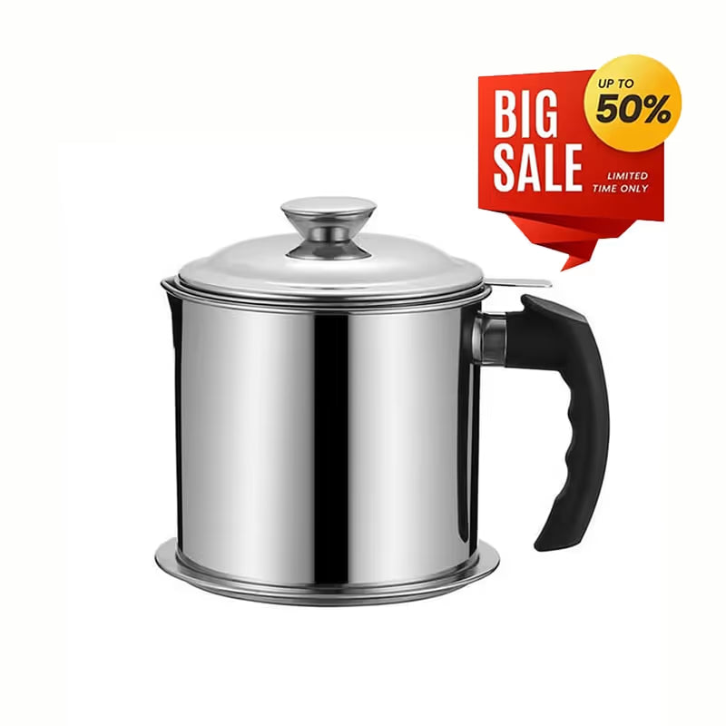 🔥Limited-time offer: 50% OFF🧺Stainless Steel Oil Strainer Pot with Fine Mesh Filter & Wooden Handle