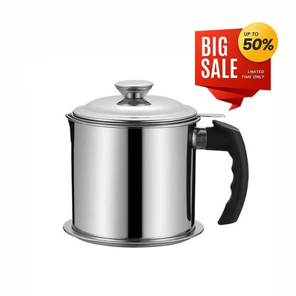 🔥Limited-time offer: 50% OFF🧺Stainless Steel Oil Strainer Pot with Fine Mesh Filter & Wooden Handle