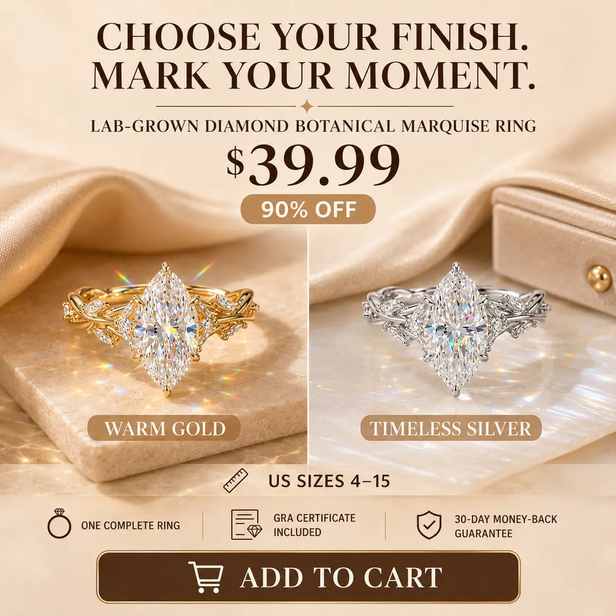 The Everwild Marquise™ Lab-Grown Diamond Vine Ring — The Finger-Flattering Statement That Completes Every Look | Gold or Silver | Last Day Sale-90% OFF🔥