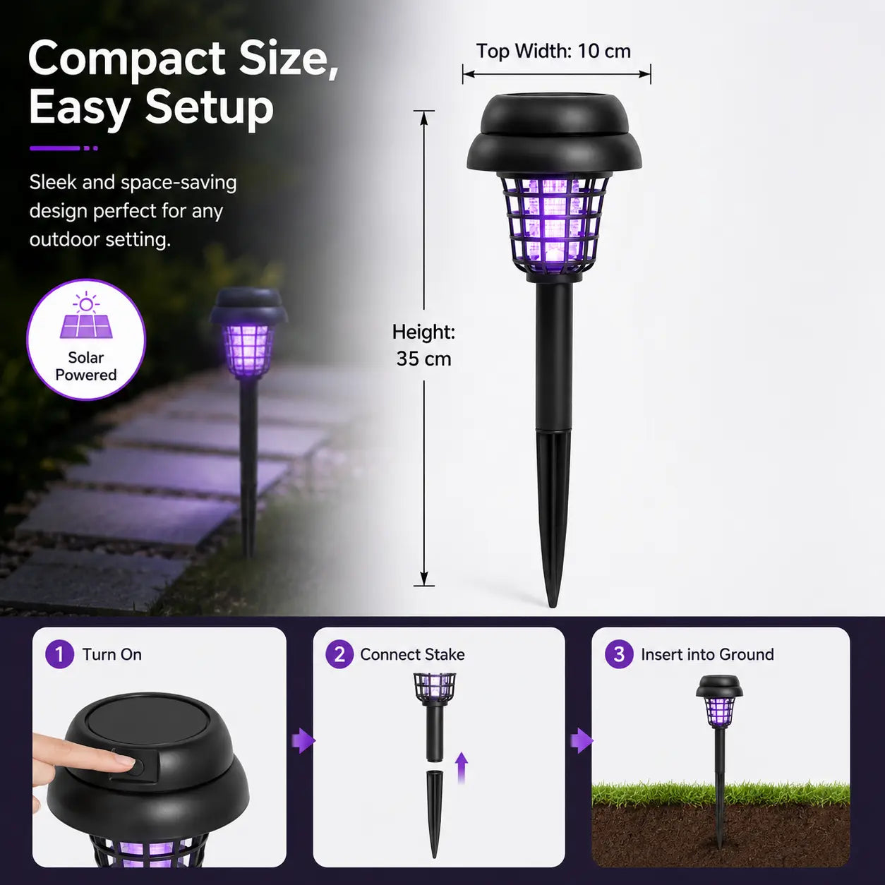 🔥Summer Sale 50% OFF🔥Solar Mosquito Zapper Light – Outdoor Garden Stake Lamp, UV Insect Killer, Solar Powered, Dual Mode (Mosquito Control + Pathway Lighting), Weather Resistant, Easy Setup
