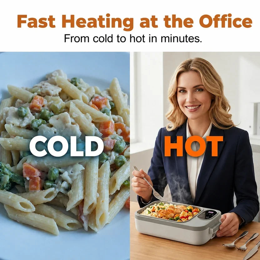🚨 NO MICROWAVE AT WORK OR SCHOOL? 😩 🍱 STOP SETTLING FOR COLD FOOD! 🔥 Heat Your Lunch Anywhere With a Rechargeable, Leak-Proof Electric Lunch Box.