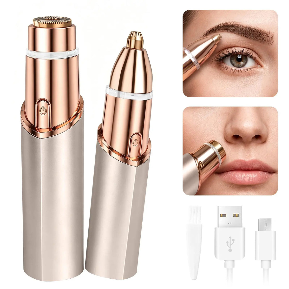 🎁2-in-1 face and eyebrow trimmer, lip and body hair removal tool, suitable for both men and women. Painless and non-irritating, precise trimming, hair removal anytime!🛒