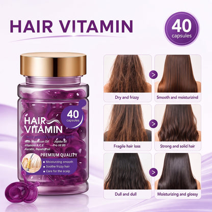 🔥50% OFF🔥Hair Vitamin Capsules Infused with Violet Vitamins & Argan Oil for Color-Treated & Permed Hair Smooths Frizz Restores Silkiness & Shine 40 Capsules.