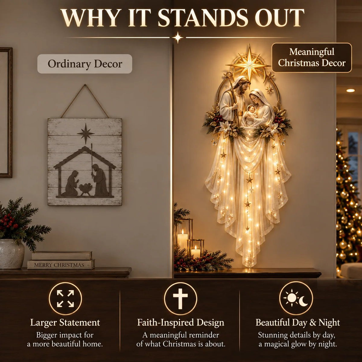 ✨35% OFF Today | Holy Family Star Veil™ – Meaningful Christmas Wall Decor