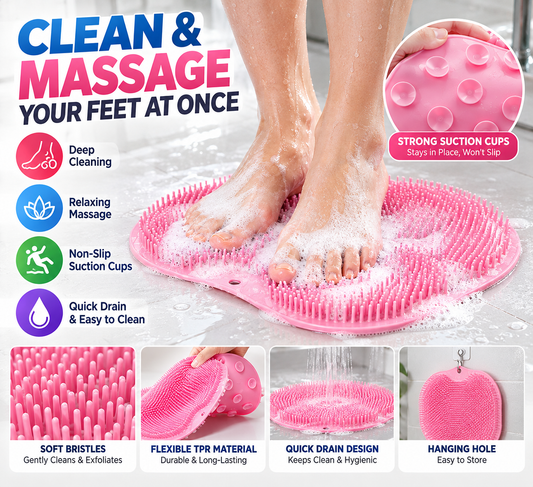 Silicone Foot Scrubber Mat with Suction Cups – Clean & Massage