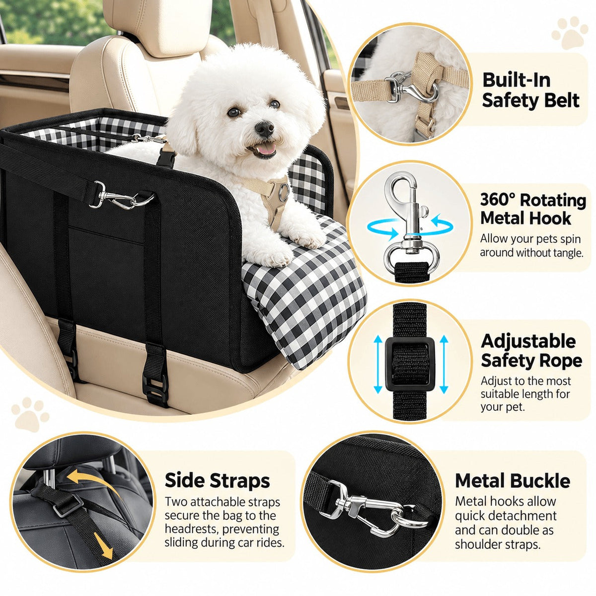 🚗 Tired of Your Pet Climbing All Over the Car? 🐾 Save 50% on This Cozy Center Console Booster Seat for Small Dogs & Cats!