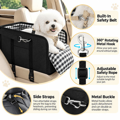 🚗 Tired of Your Pet Climbing All Over the Car? 🐾 Save 50% on This Cozy Center Console Booster Seat for Small Dogs & Cats!