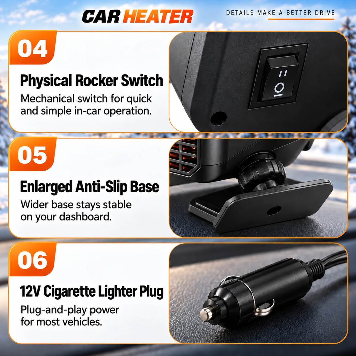😩 Foggy Windows Blocking Your View? ❄️ Direct Air Where You Need It with This 360° Rotating Car Heater & Defroster! 🚗💨
