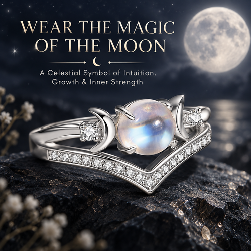 🔥Last Day 50% OFF🔥Triple Moon Moonstone-Inspired Ring Set – Silver-Tone Witchy Celestial Stackable Rings for Women