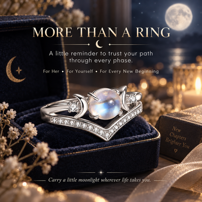 🔥Last Day 50% OFF🔥Triple Moon Moonstone-Inspired Ring Set – Silver-Tone Witchy Celestial Stackable Rings for Women