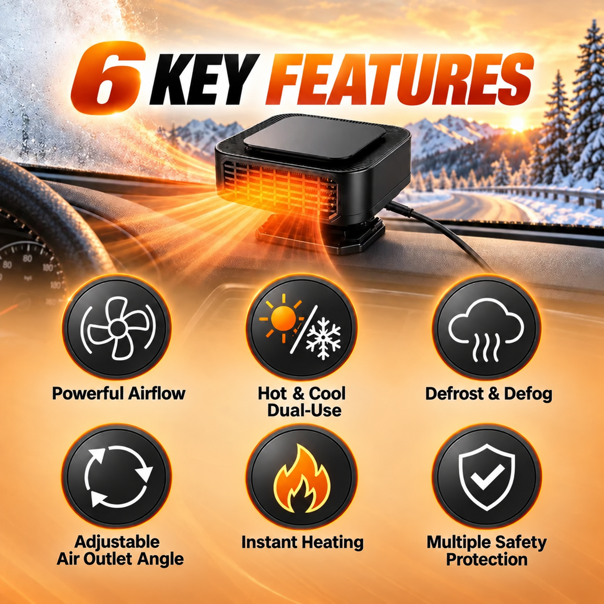 😩 Foggy Windows Blocking Your View? ❄️ Direct Air Where You Need It with This 360° Rotating Car Heater & Defroster! 🚗💨