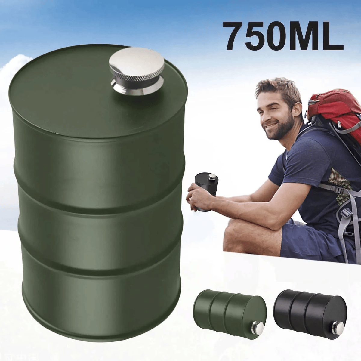 Oil Drum Anti-rust Leak-proof No Odor Portable Wine Storage🛢Food Grade Camping Whisky Flagon Wine Jug Camping Supplies