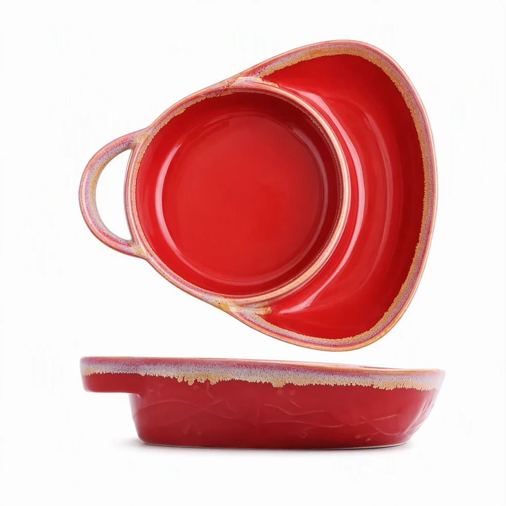 Retro Ceramic Divided Baking Dish with Single Handle⏳