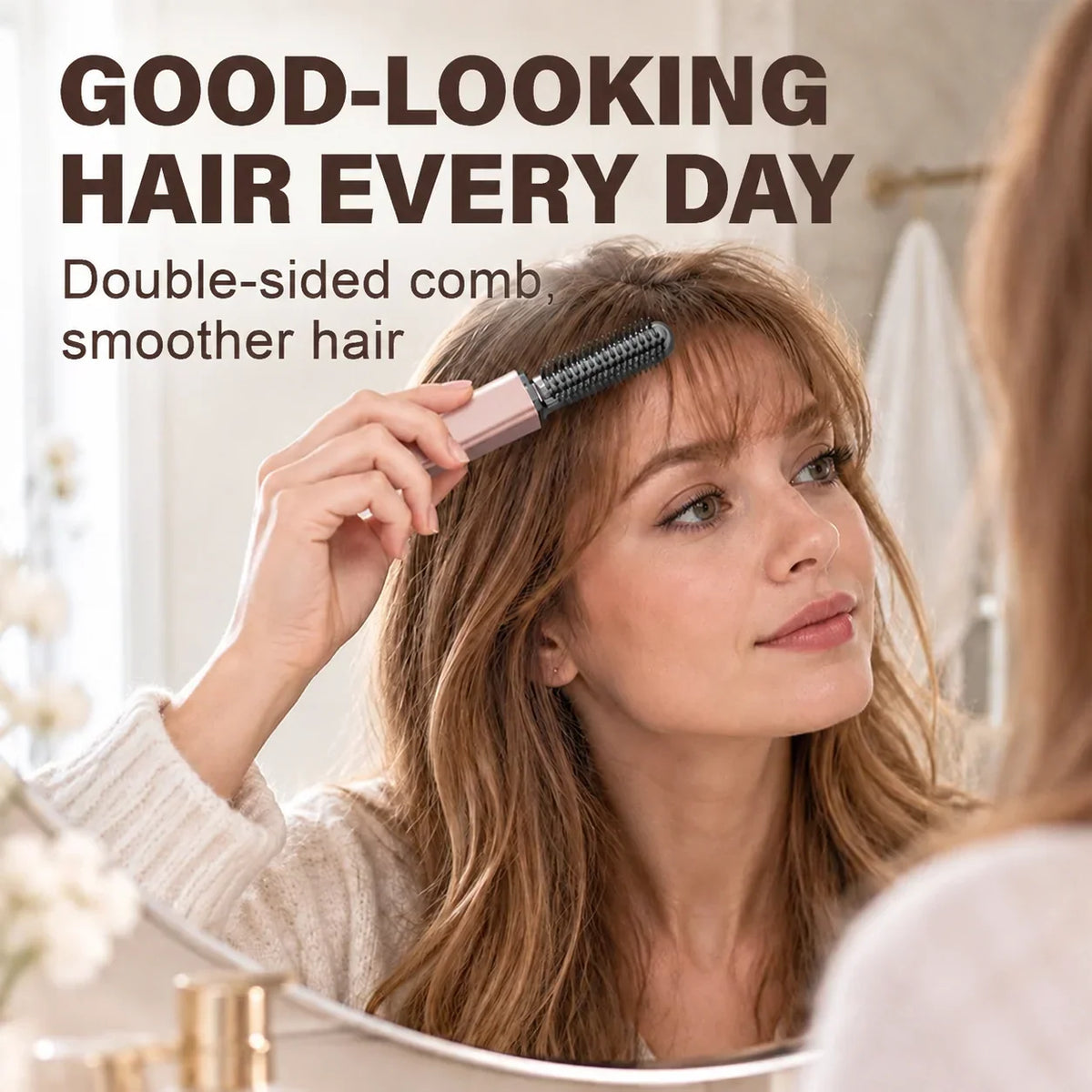 🔥50% OFF Christmas!💇 Add Crown Volume Instantly! Cordless Heated Bangs Styling Comb
