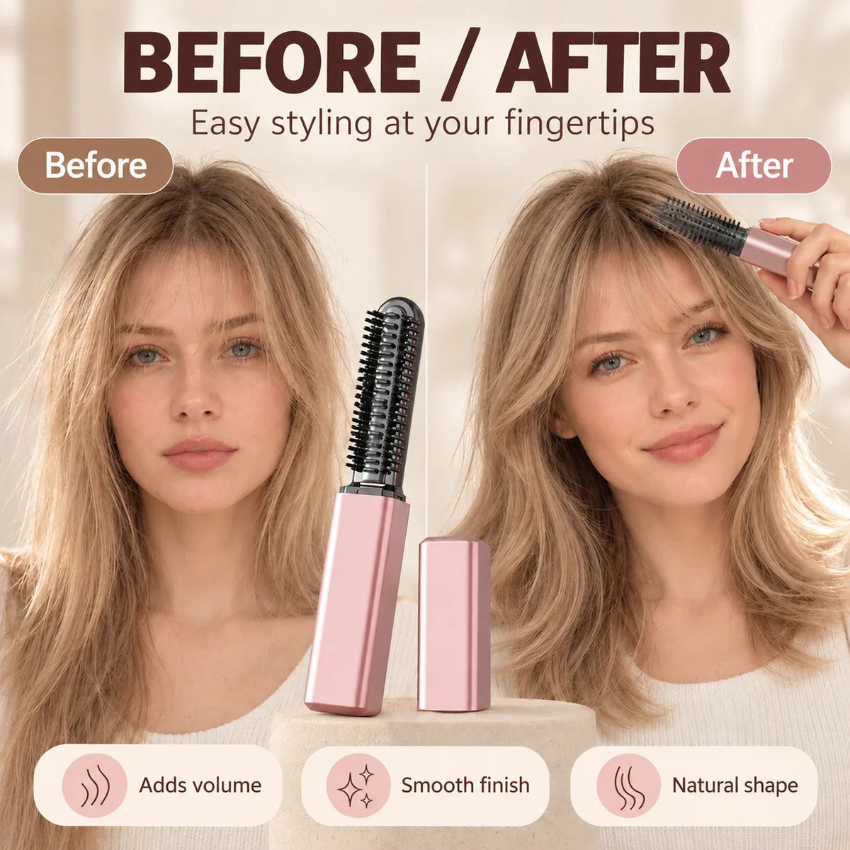 🔥50% OFF Christmas!💇 Add Crown Volume Instantly! Cordless Heated Bangs Styling Comb