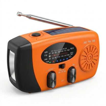 🔋 Multifunctional Solar Emergency Radio – Hand Crank, Power Bank & Weather Alerts
