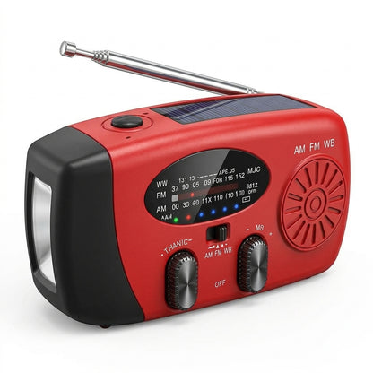 🔋 Multifunctional Solar Emergency Radio – Hand Crank, Power Bank & Weather Alerts