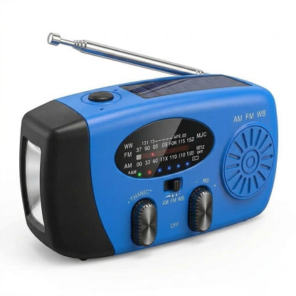 🔋 Multifunctional Solar Emergency Radio – Hand Crank, Power Bank & Weather Alerts