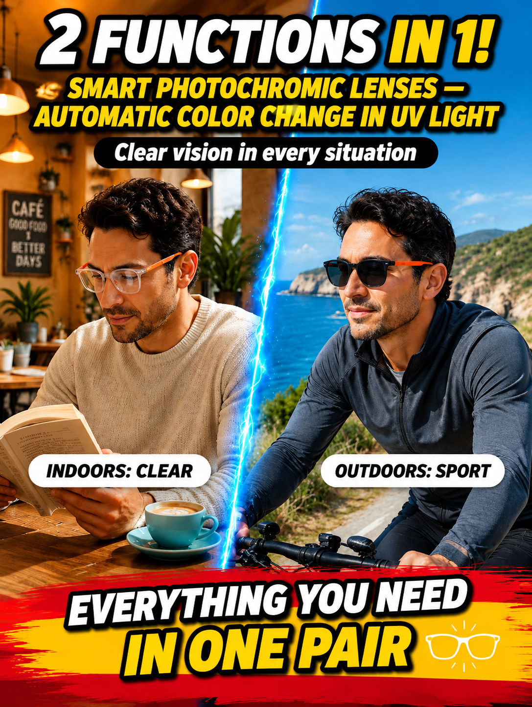 👓 1 Pair of Glasses for Near & Far Vision! ✨ Photochromic Multifocal Reading Glasses for Men & Women