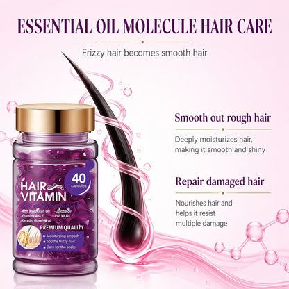 🔥50% OFF🔥Hair Vitamin Capsules Infused with Violet Vitamins & Argan Oil for Color-Treated & Permed Hair Smooths Frizz Restores Silkiness & Shine 40 Capsules.