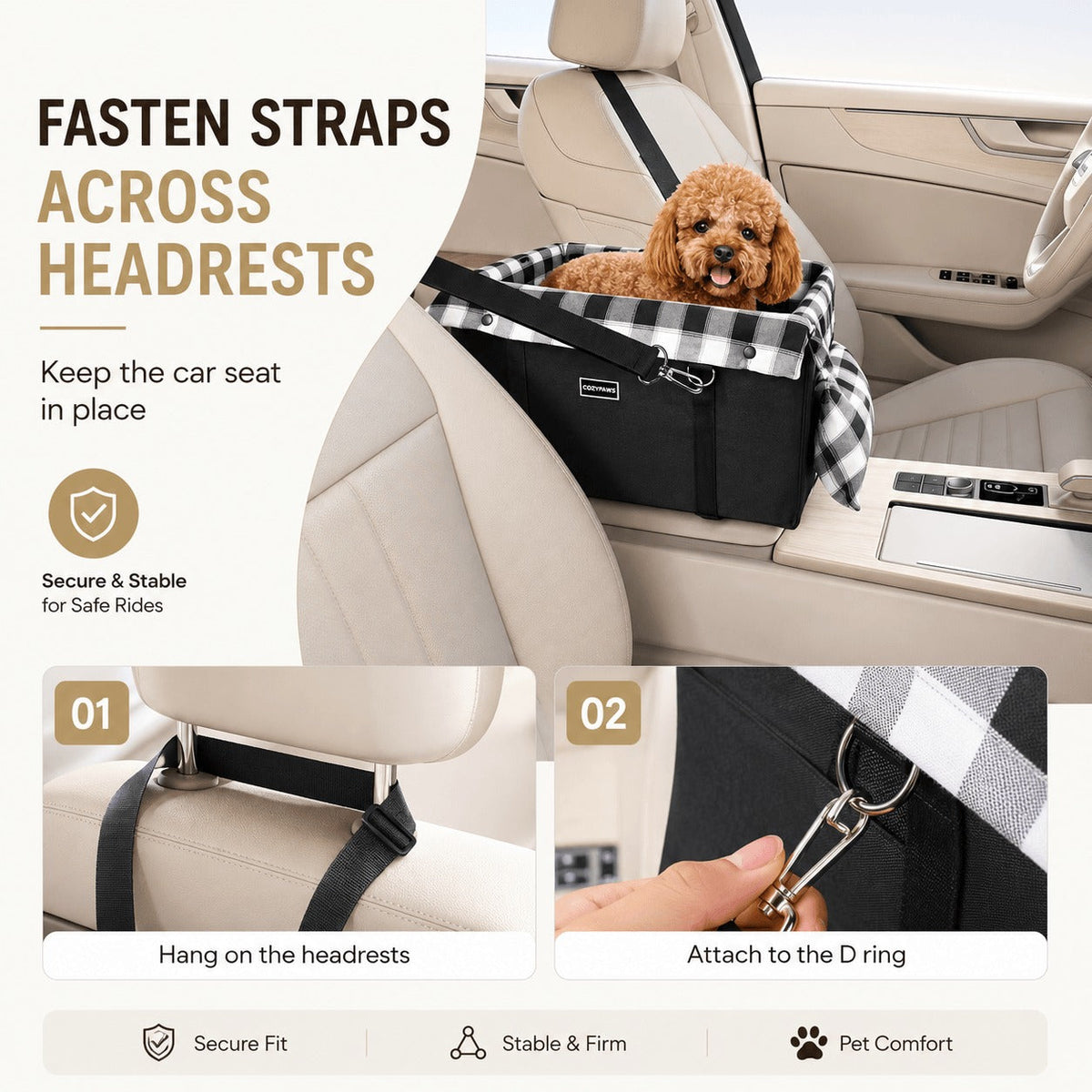 🚗 Tired of Your Pet Climbing All Over the Car? 🐾 Save 50% on This Cozy Center Console Booster Seat for Small Dogs & Cats!