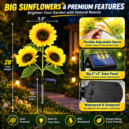 ⏰Last Day 50% OFF🔥2-Piece Solar LED Sunflower Garden Lights, Realistic