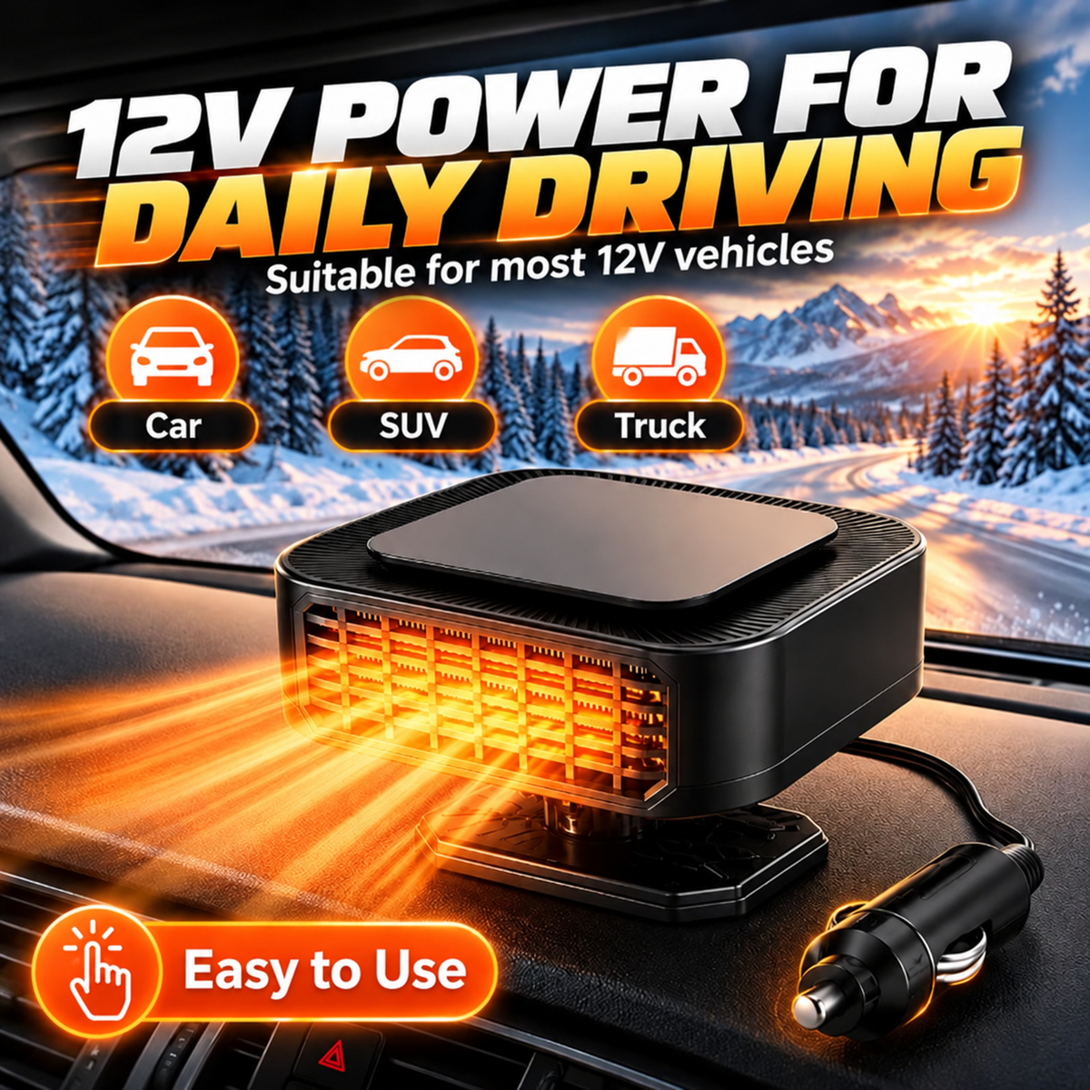 😩 Foggy Windows Blocking Your View? ❄️ Direct Air Where You Need It with This 360° Rotating Car Heater & Defroster! 🚗💨