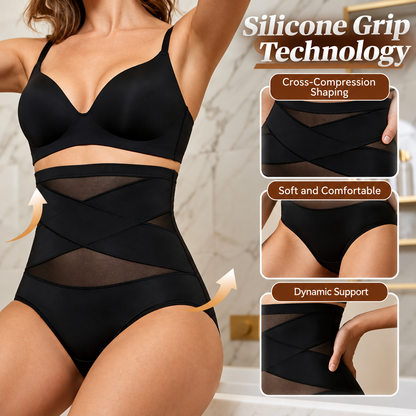 🌸🔥 Plus Size High-Waisted Tummy Control Panties – Cross-Front Shaping Underwear for Women | Buy 2 Get 1 FREE! 💖