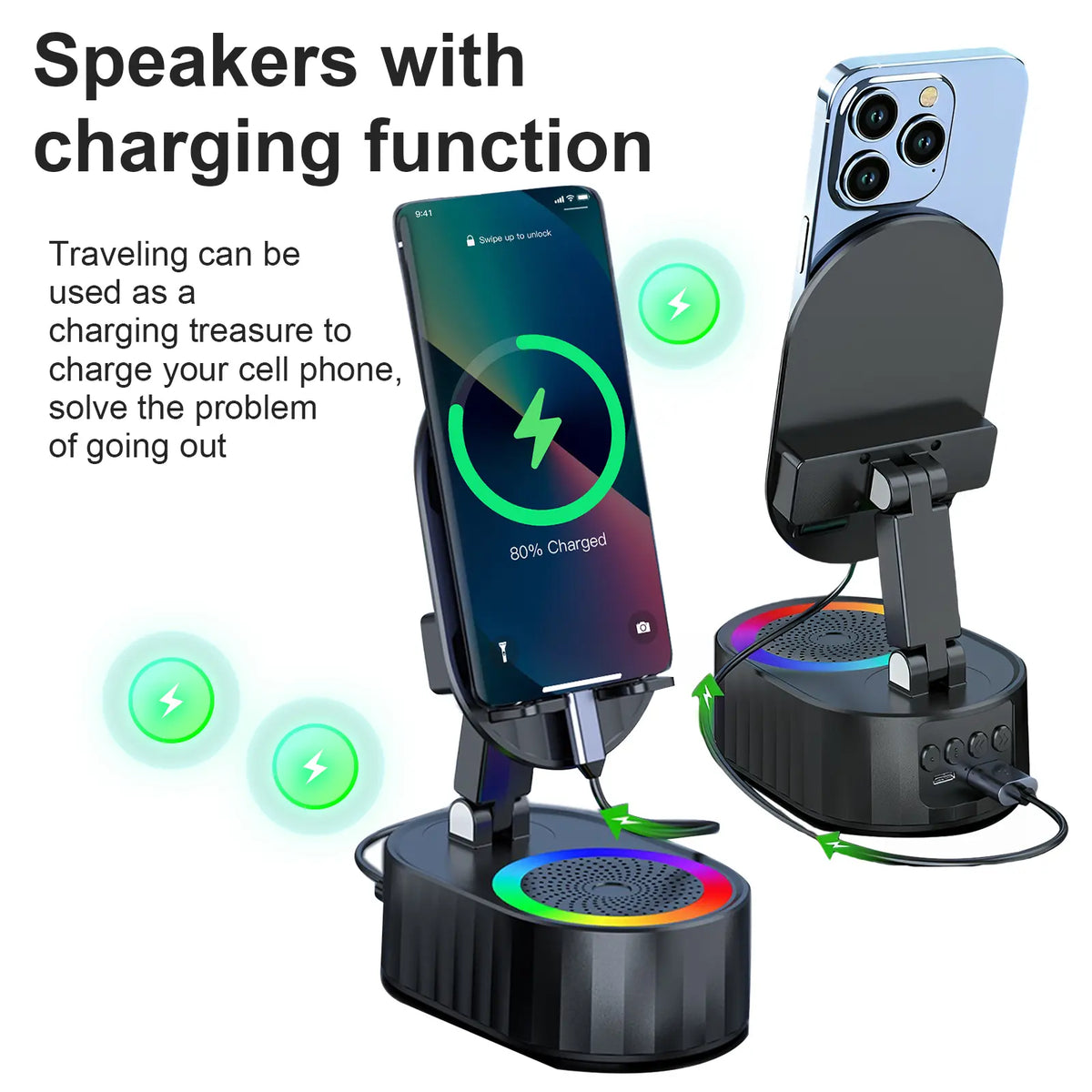 🔥5-in-1 Wireless Speaker Stand—featuring smart sensing and Bluetooth 5.4 connectivity, Dolby surround sound with deep bass, an adjustable phone holder, an LED light, and a power bank.💎