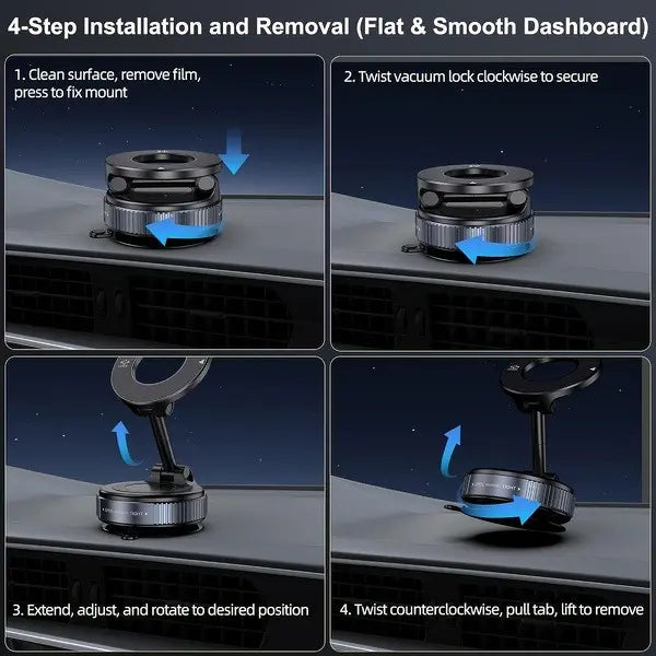 360° Adjustable Vacuum Magnetic Phone Holder, Suction Cup Phone Mount for Magsafe, Portable Cell Phone Holder for Car,Makeup/Gym/Mirror, Fit for All iphone iphone 12 and above-LIN