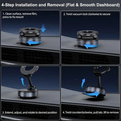 360° Adjustable Vacuum Magnetic Phone Holder, Suction Cup Phone Mount for Magsafe, Portable Cell Phone Holder for Car,Makeup/Gym/Mirror, Fit for All iphone iphone 12 and above-LIN