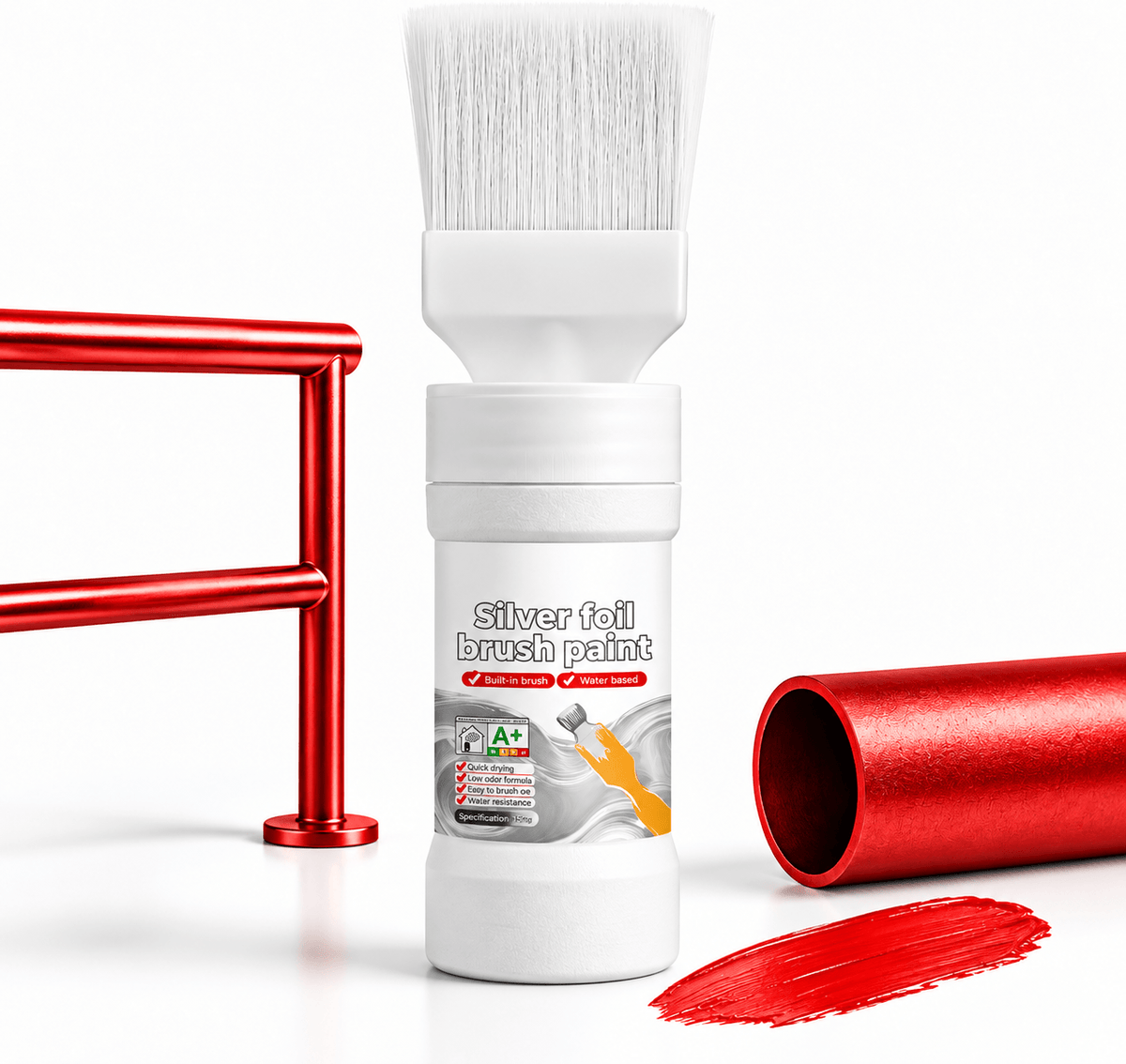 ✨New Arrival✨🖌️🏠Water-Based Metallic Silver Paint with Built-in Brush💥👍