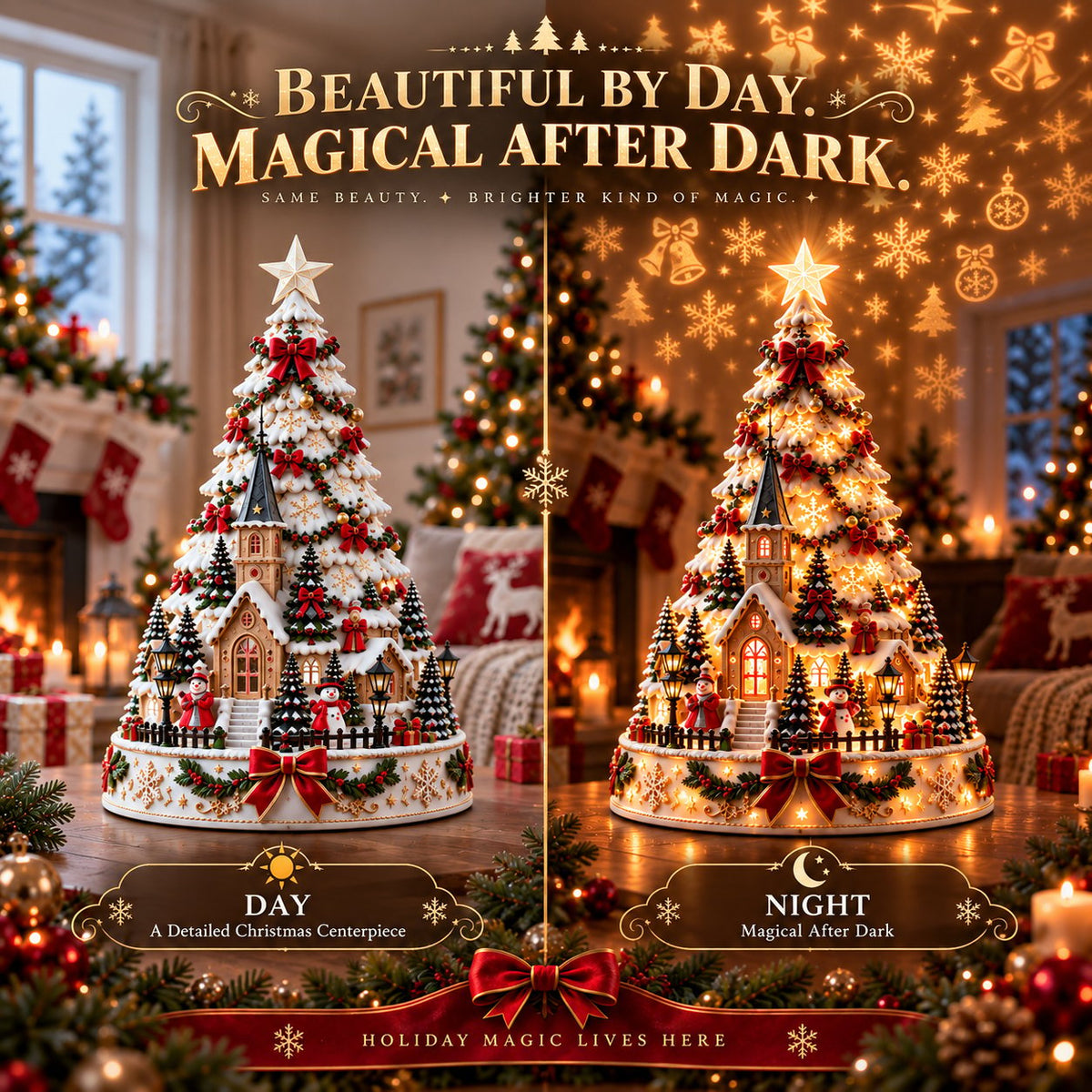 🎄 Tired of Empty, Lifeless Holiday Decor? Transform Any Space Into a Warm Christmas Wonderland with the Christmas Village Lightscape Tree ✨