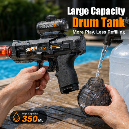 💧Glowing Electric Water Gun🔫, 32ft Range, 320cc Tank, Fun Summer Toy for All Ages-TI