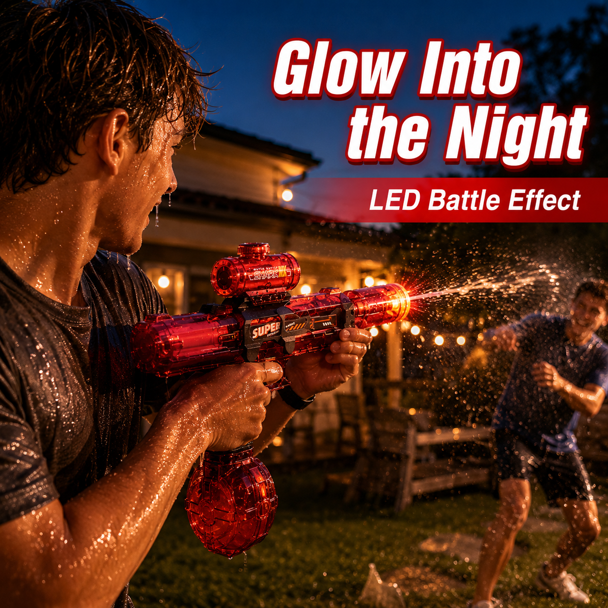 💧Glowing Electric Water Gun🔫, 32ft Range, 320cc Tank, Fun Summer Toy for All Ages-TI